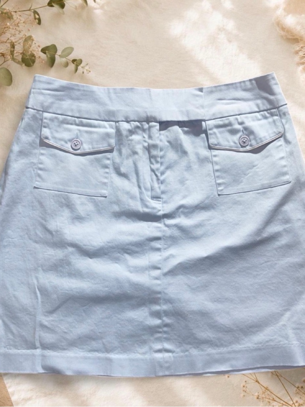 Vintage Herman Geist Light Blue Cargo Utility A Line Miniskirt Flap Pocket 4